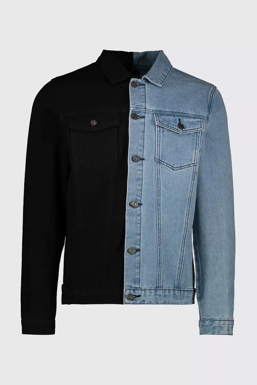 Half black and blue jean clearance jacket