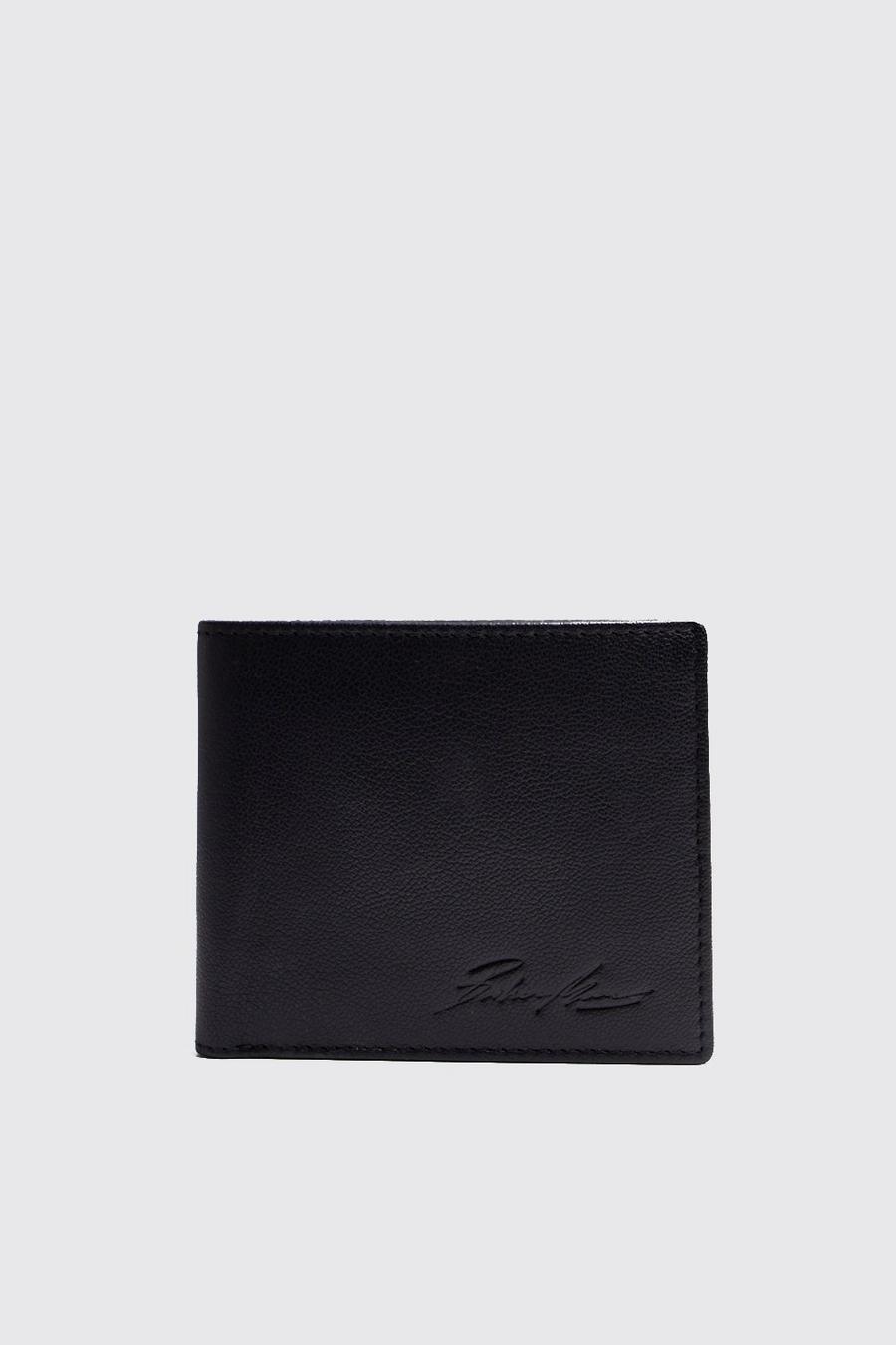 Black Plånbok i äkta läder med myntfickor image number 1