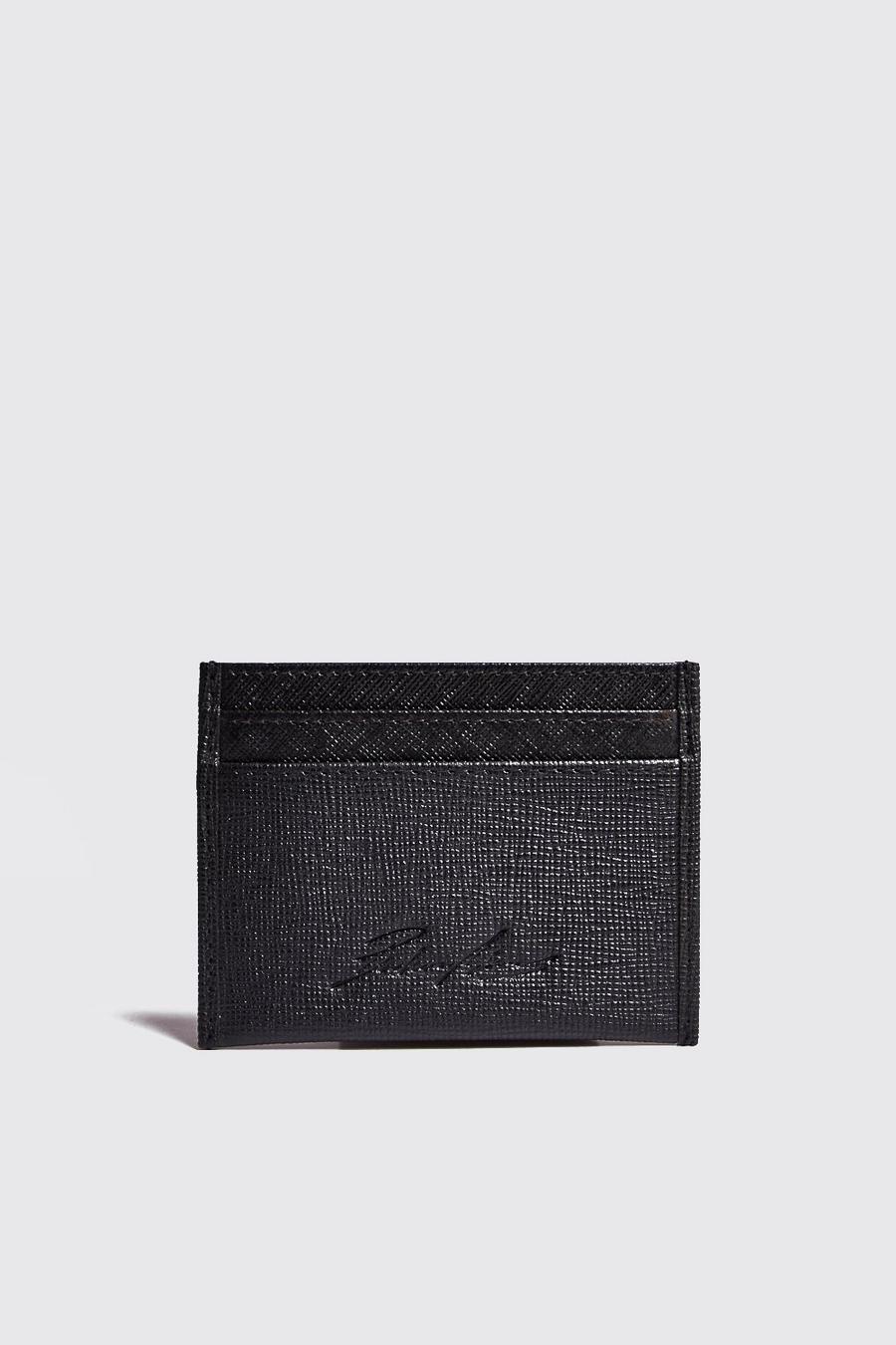 Black Real Leather Saffiano Card Holder image number 1