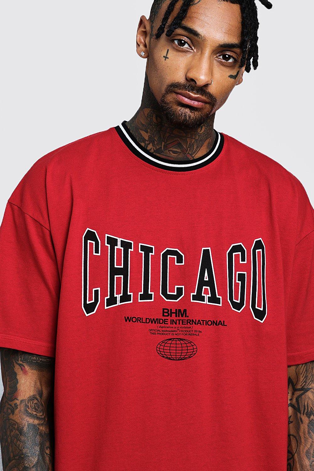 Oversized T-Shirt & Short Set With Chicago Print