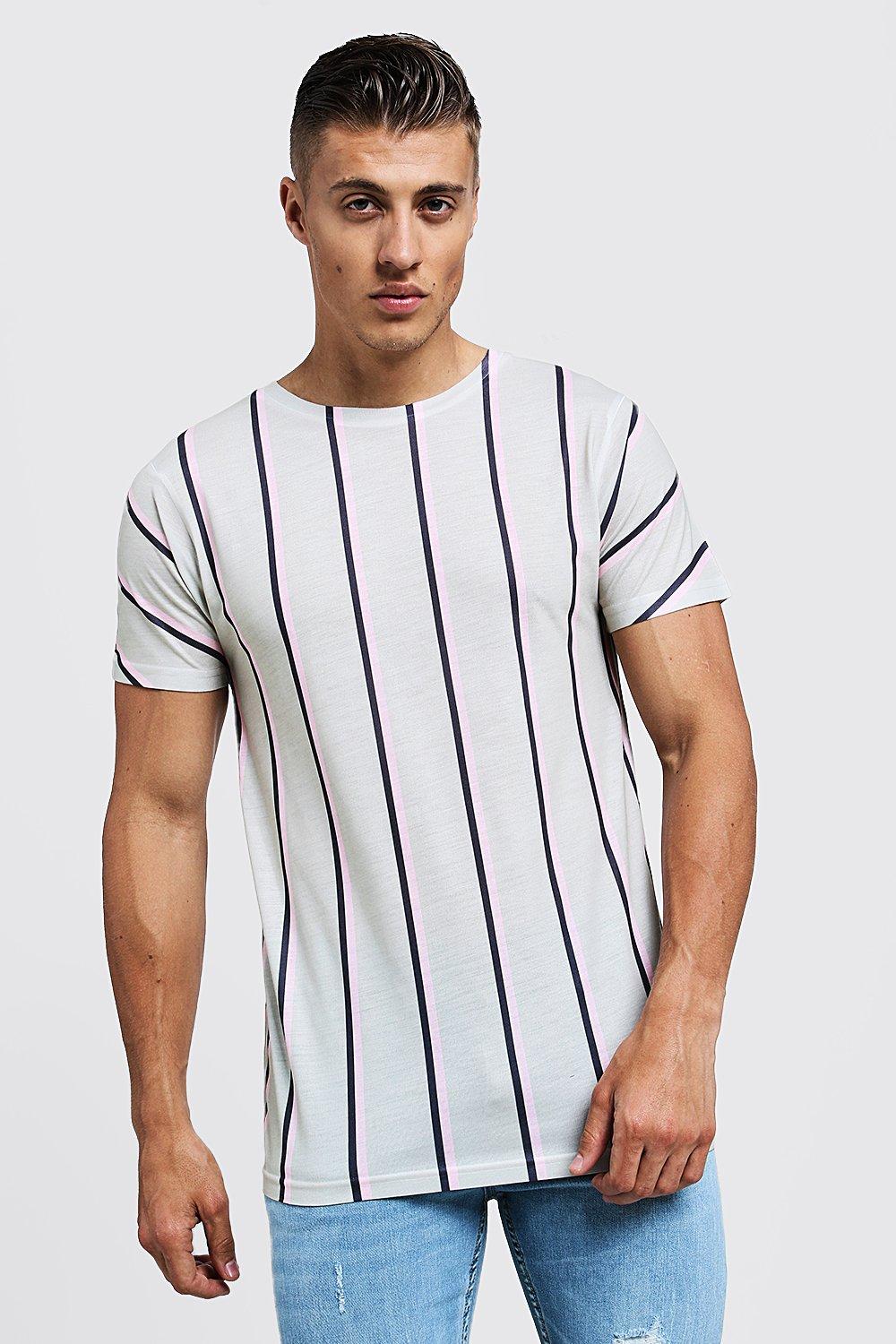 Men's Vertical Stripe T-Shirt | Boohoo UK