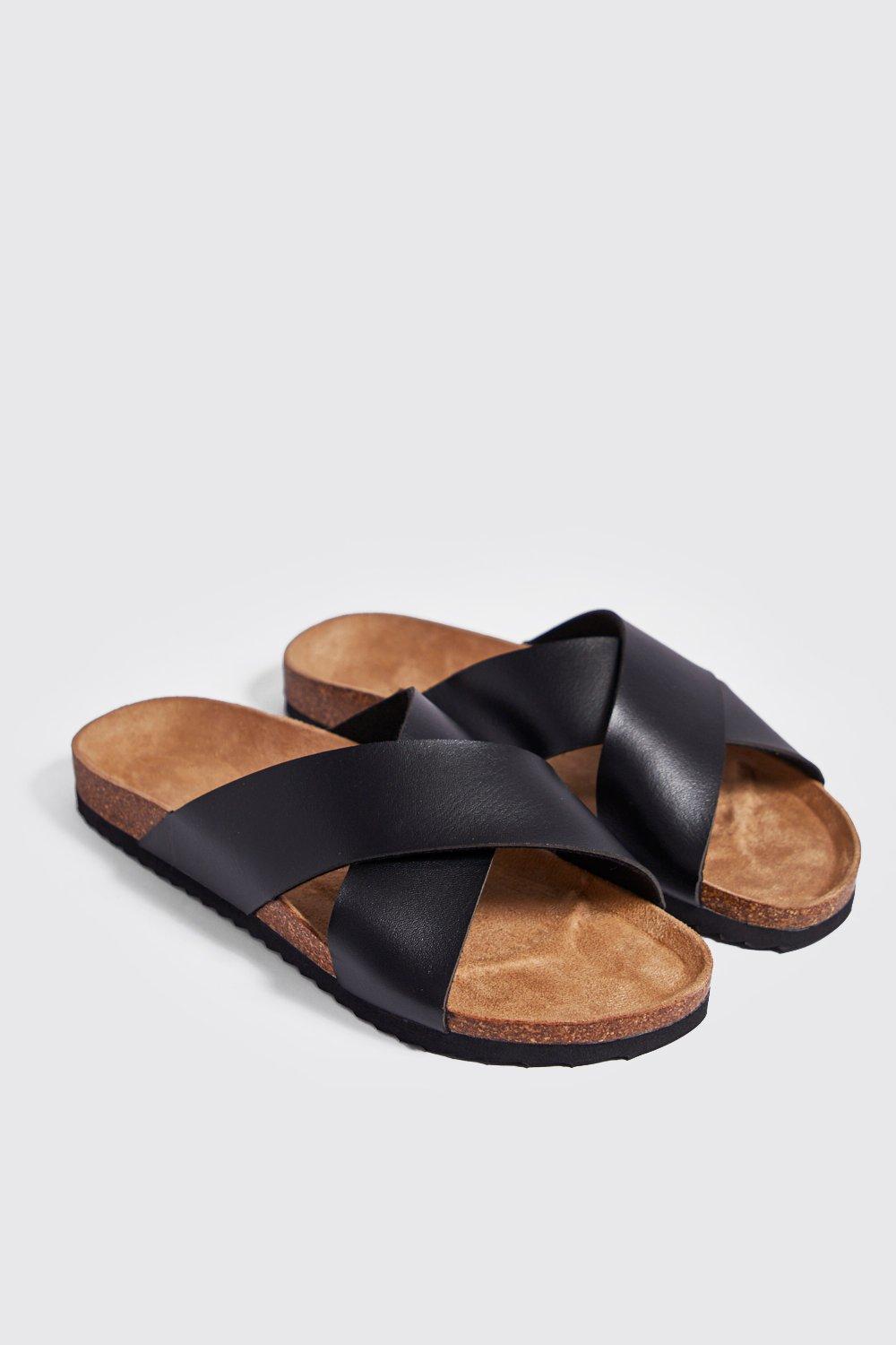 Double Strap Footbed Sandal | Boohoo UK