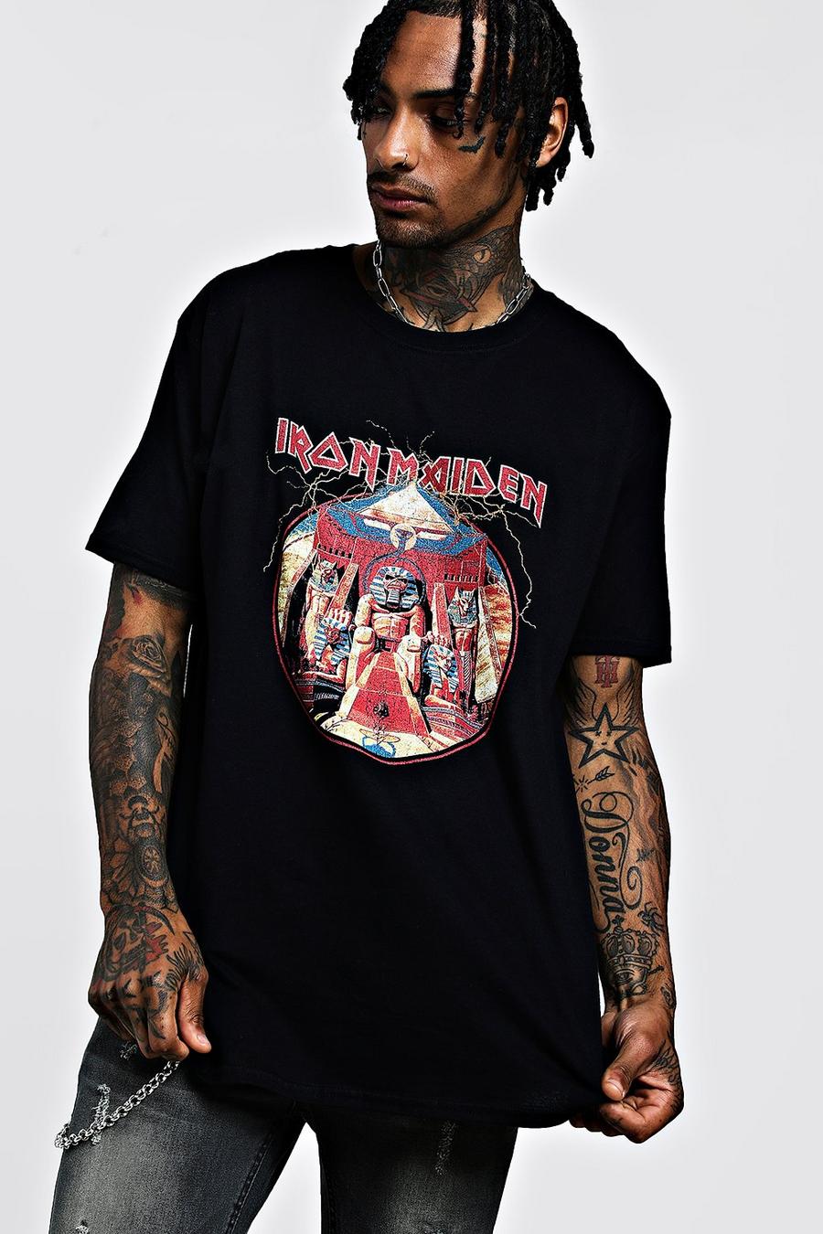 Zwart Oversized Gelicenseerd Iron Maiden T-Shirt image number 1