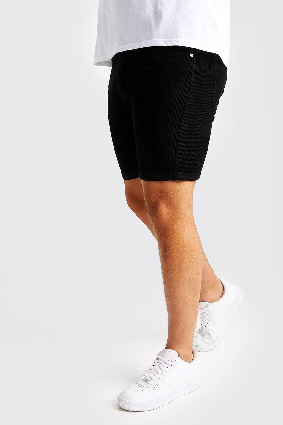 Black Plus Size Slim Fit Corduroy Shorts image number 1