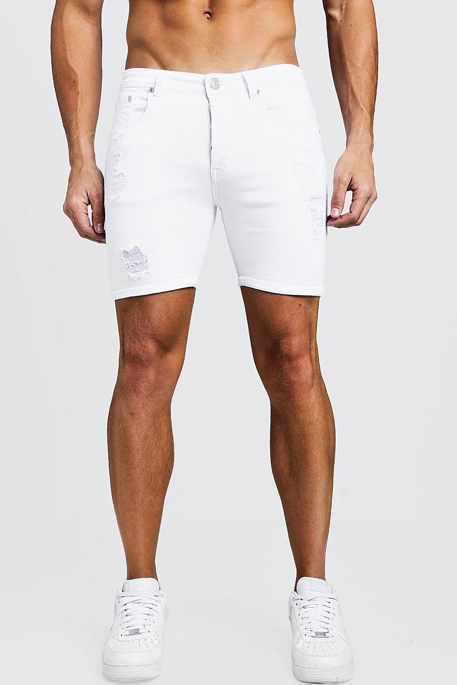 Skinny-Fit Shorts aus Denim in Used-Optik image number 1