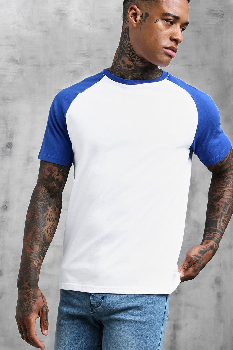 Cobalt blue Short Sleeve Contrast Raglan T-Shirt image number 1
