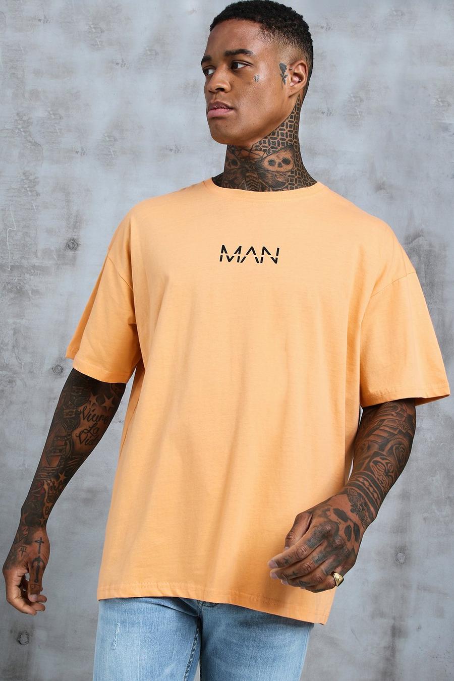 T-shirt oversize con stampa Original MAN, Pesca naranja image number 1