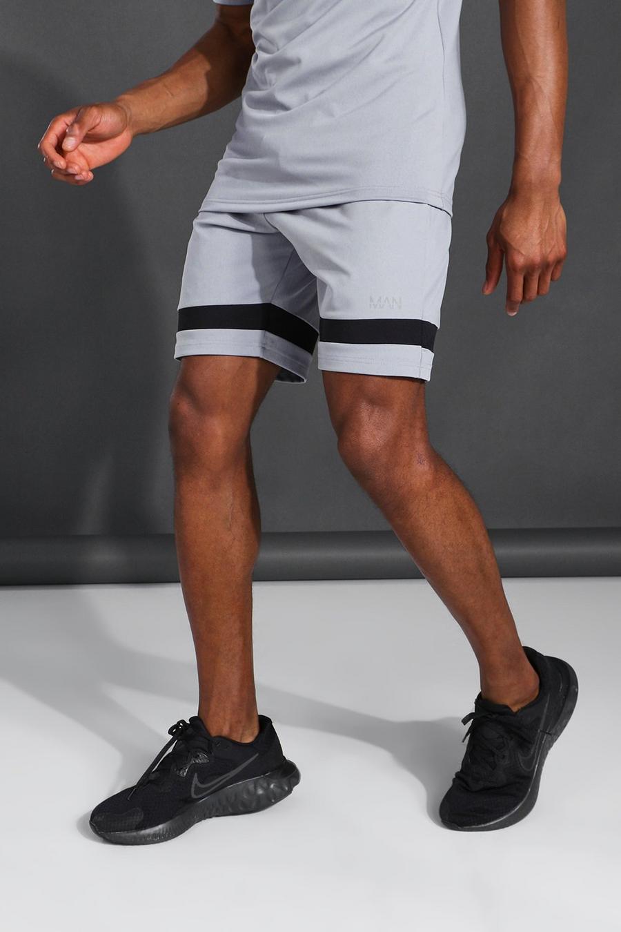 Grey Man Active Gym Contrast Stripe Shorts image number 1