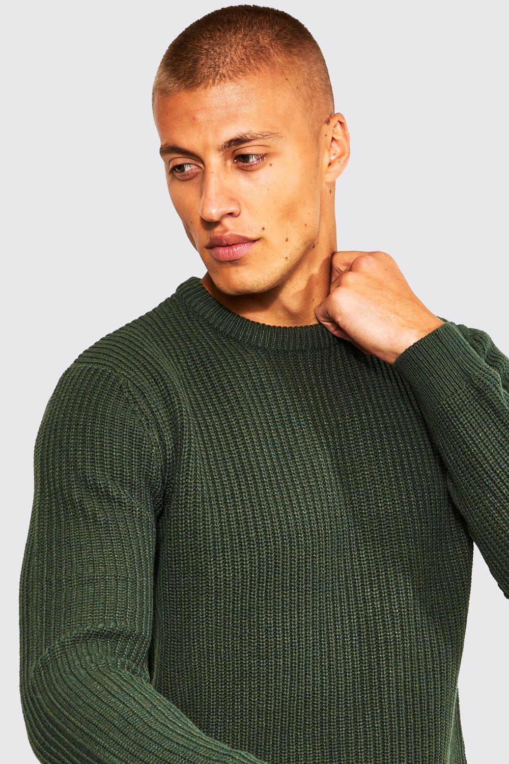 Crew neck fisherman knit jumper hotsell