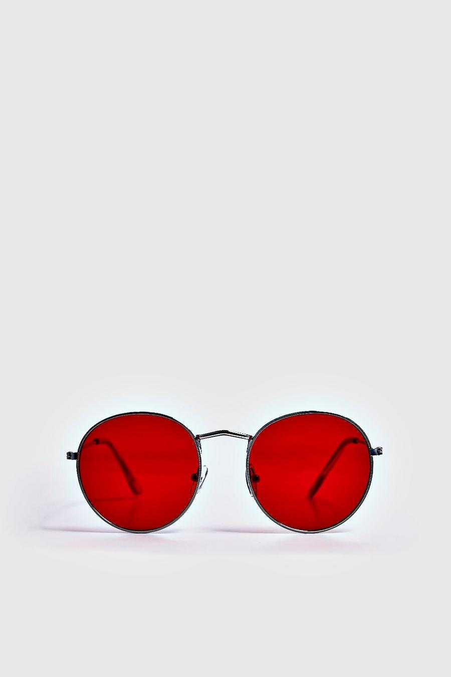 Red Coloured Tint Round Sunglasses image number 1