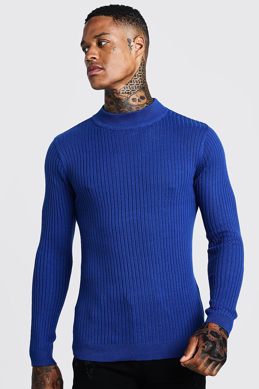 Electric blue Long Sleeved Ribbed Turtle Neck image number 1