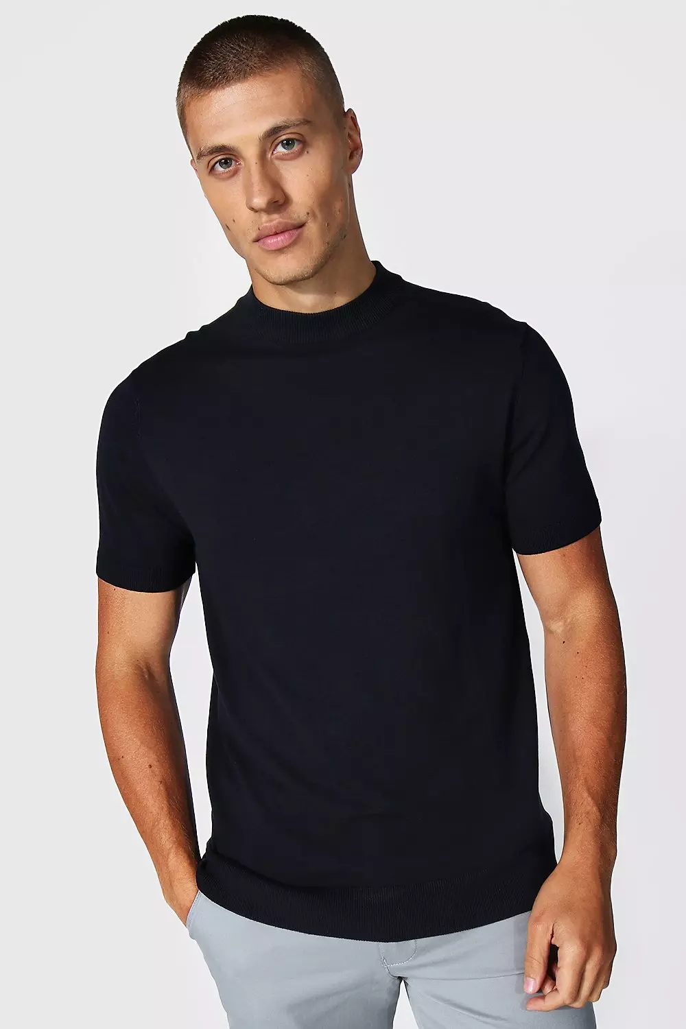 Short sleeve clearance roll neck jumper