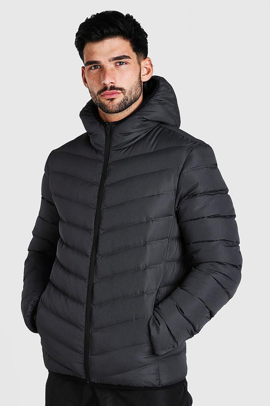 Grey Quilted Zip Through Jacket With Hood image number 1