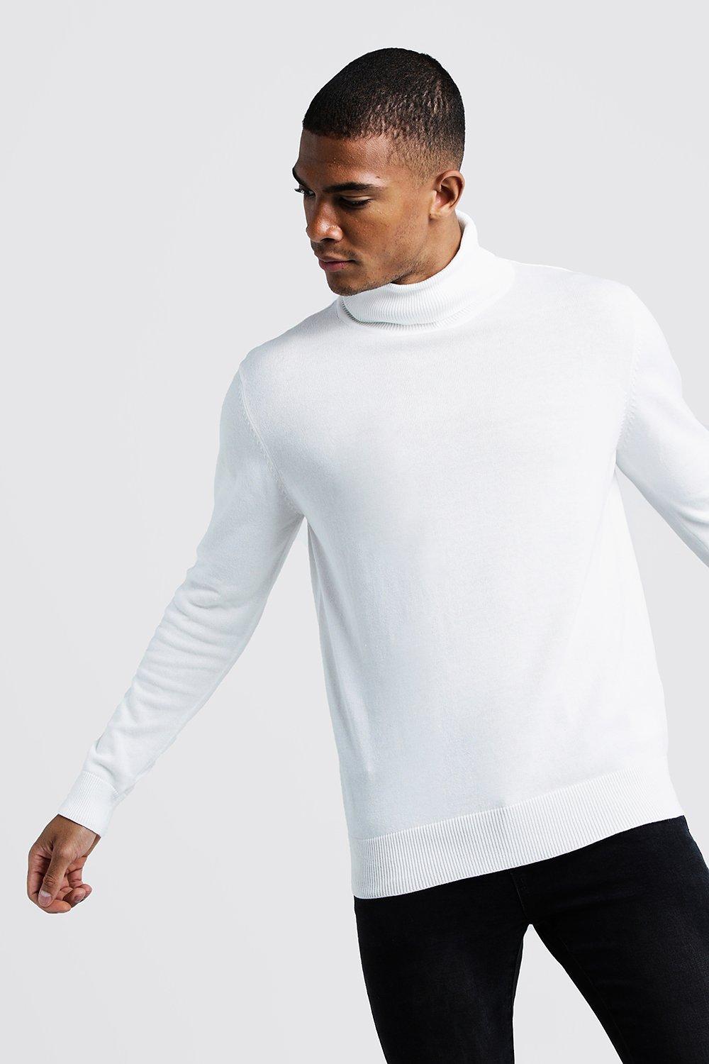 white long sleeve roll neck