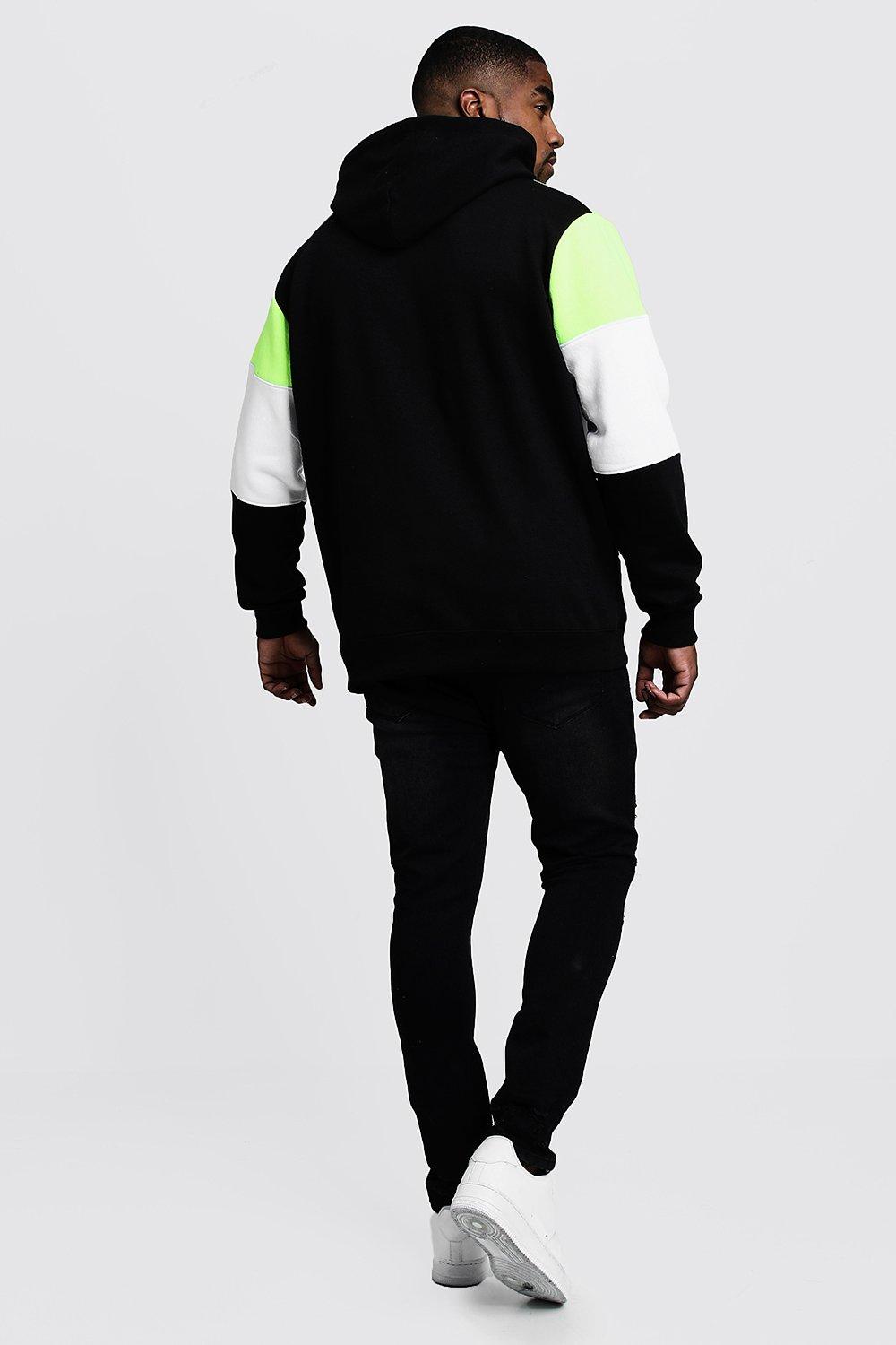 Big & Tall Neon Colour Block MAN Hoodie