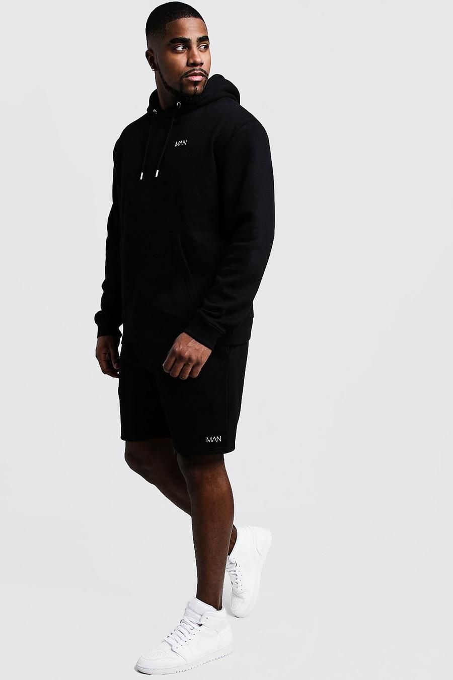 Black Plus size - MAN Dash Träningsoverall med huva och shorts image number 1