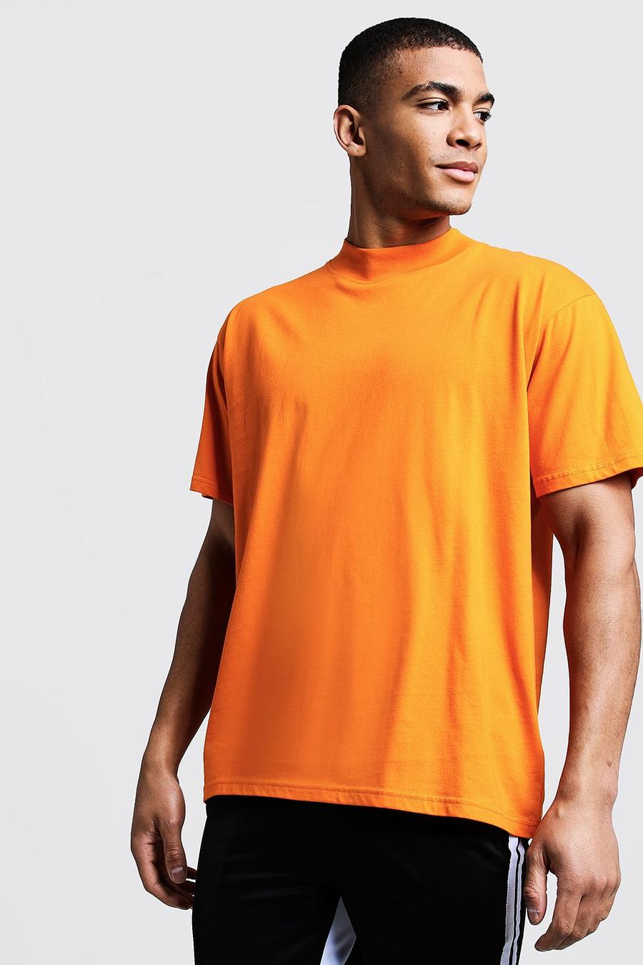 Orange Loose Fit T-Shirt With Extended Neck image number 1