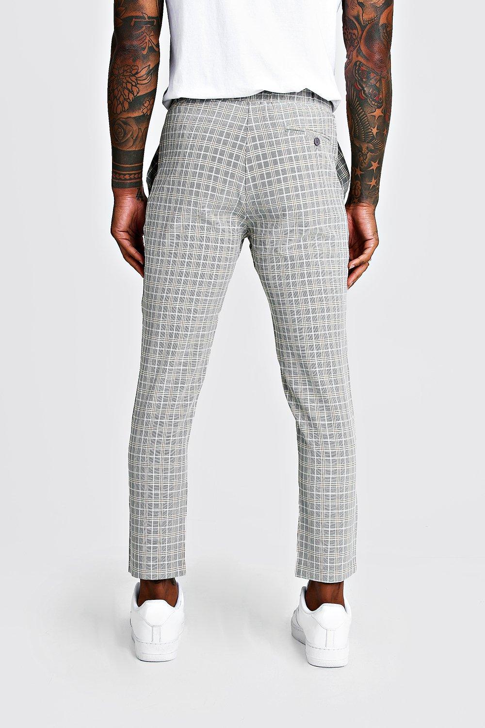 mens smart checked joggers