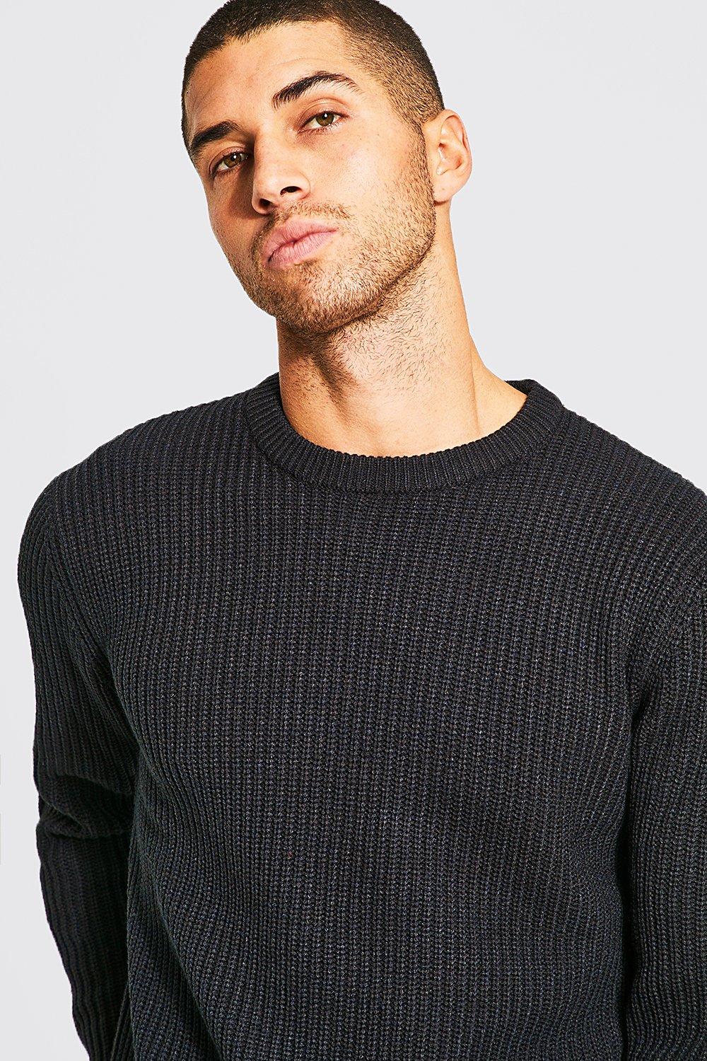 Crew neck fisherman knit jumper best sale