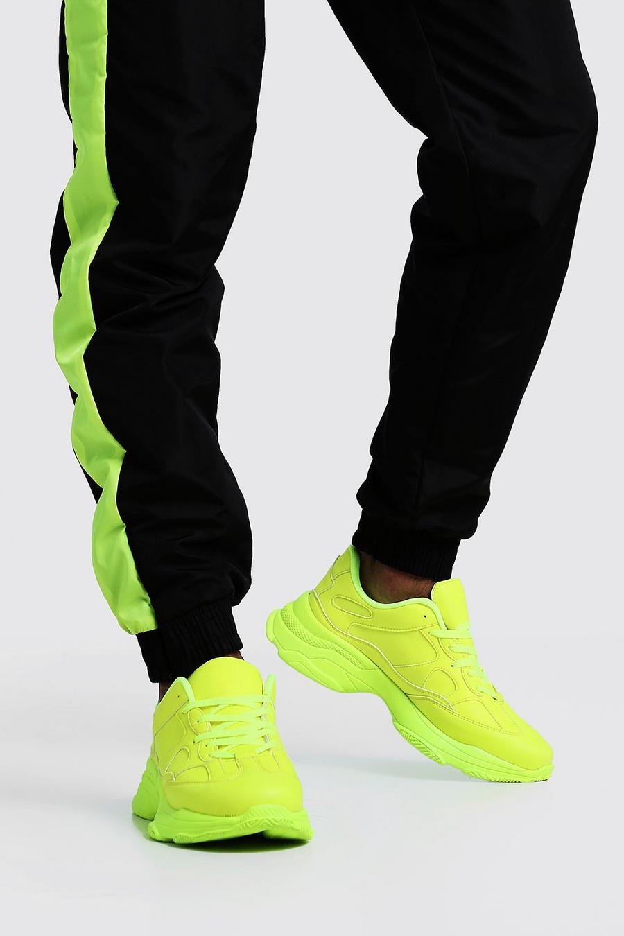 Neonfarbener Sneaker mit dicker Sohle, Neon-gelb image number 1