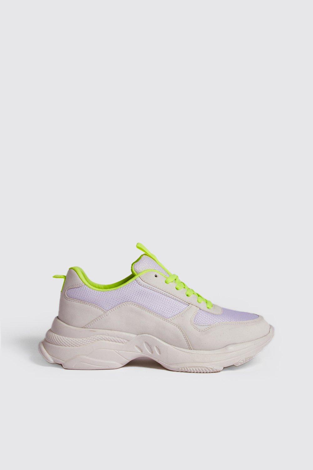 Neon Lining Chunky Trainer boohoo NO