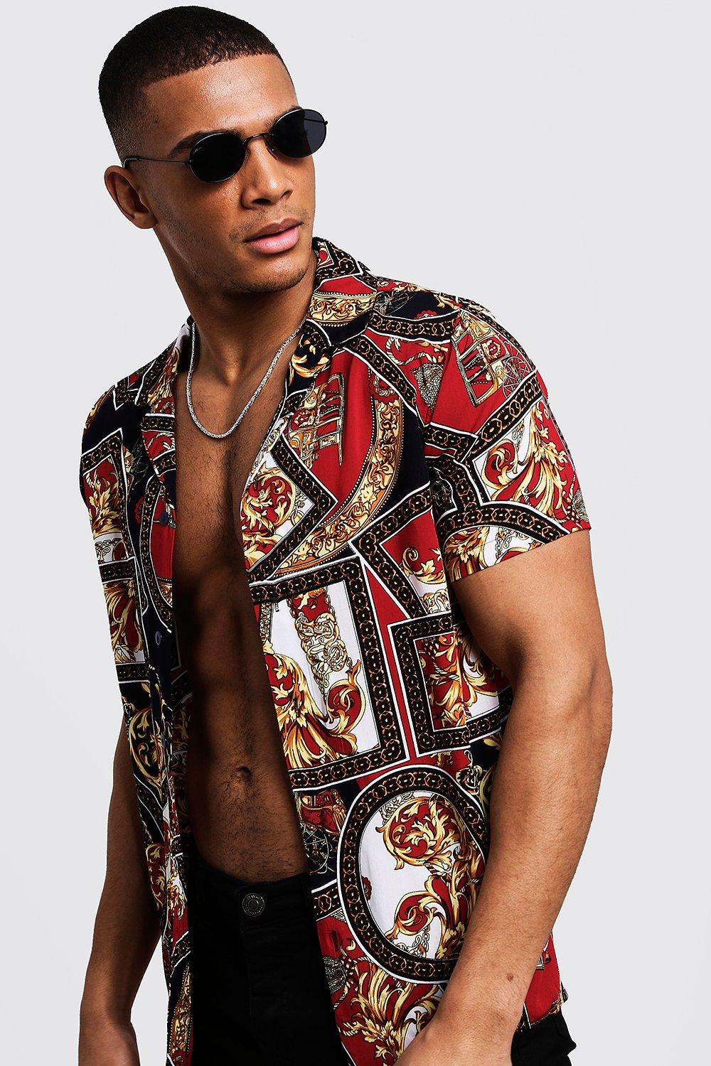 chain print shirt mens