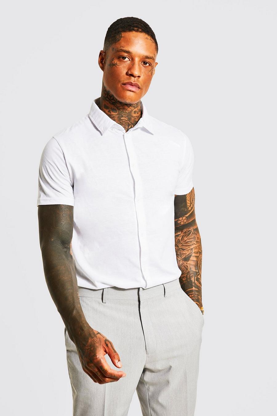 White Short Sleeve Jersey Shirt image number 1