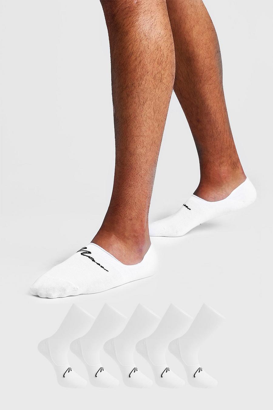 White MAN Signature 5 Pack Invisible Socks image number 1