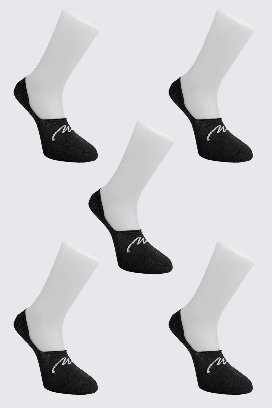 שחור מארז 5 זוגות גרביים בלתי נראים עם חתימת MAN image number 1