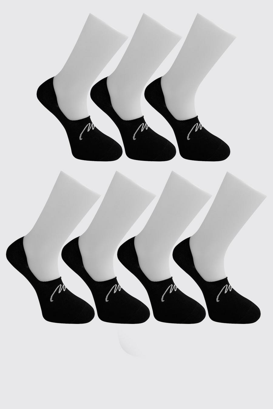 שחור מארז 7 זוגות גרביים בלתי נראים עם חתימת MAN image number 1