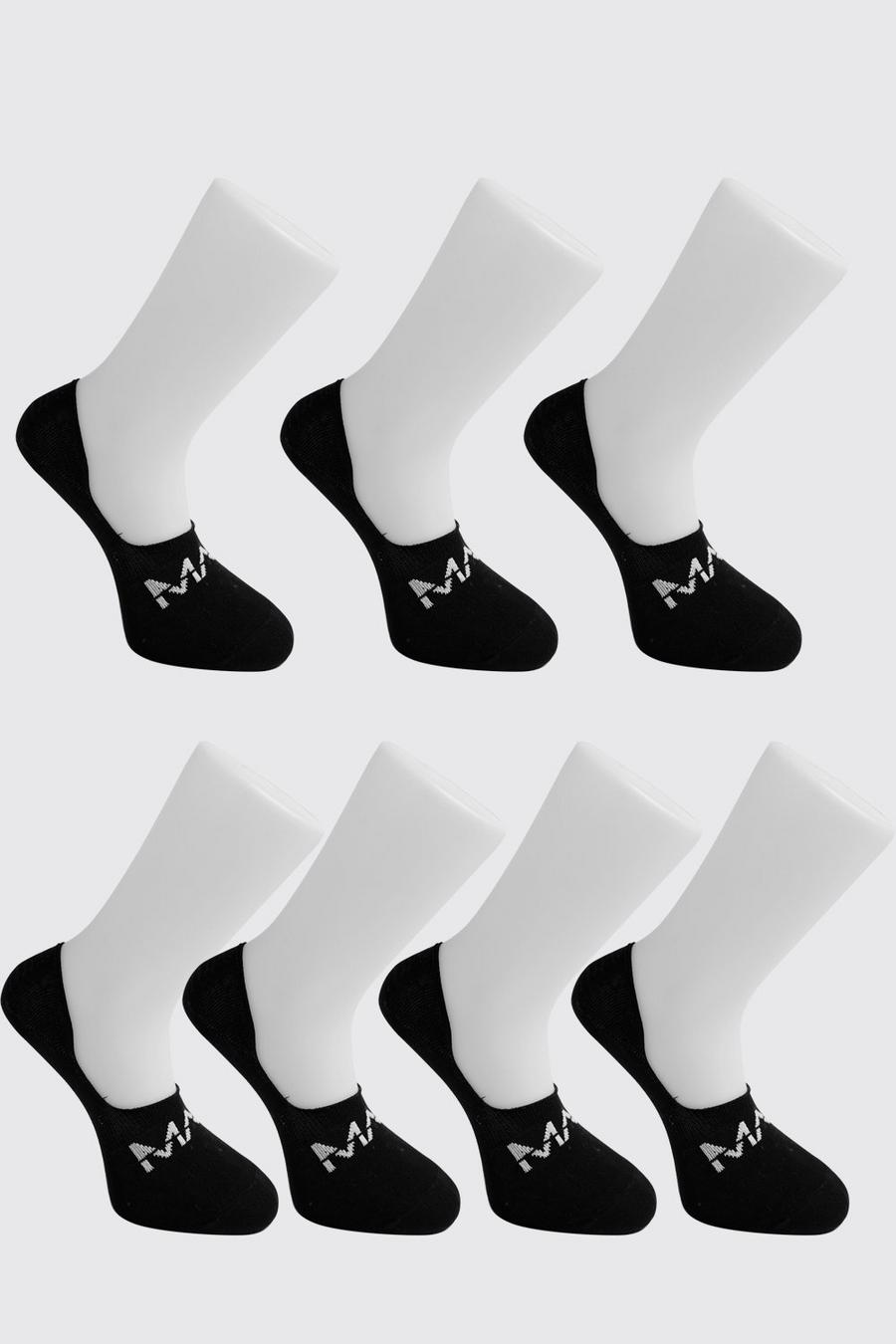 Pack de 7 calcetines invisibles con letras MAN, Negro nero