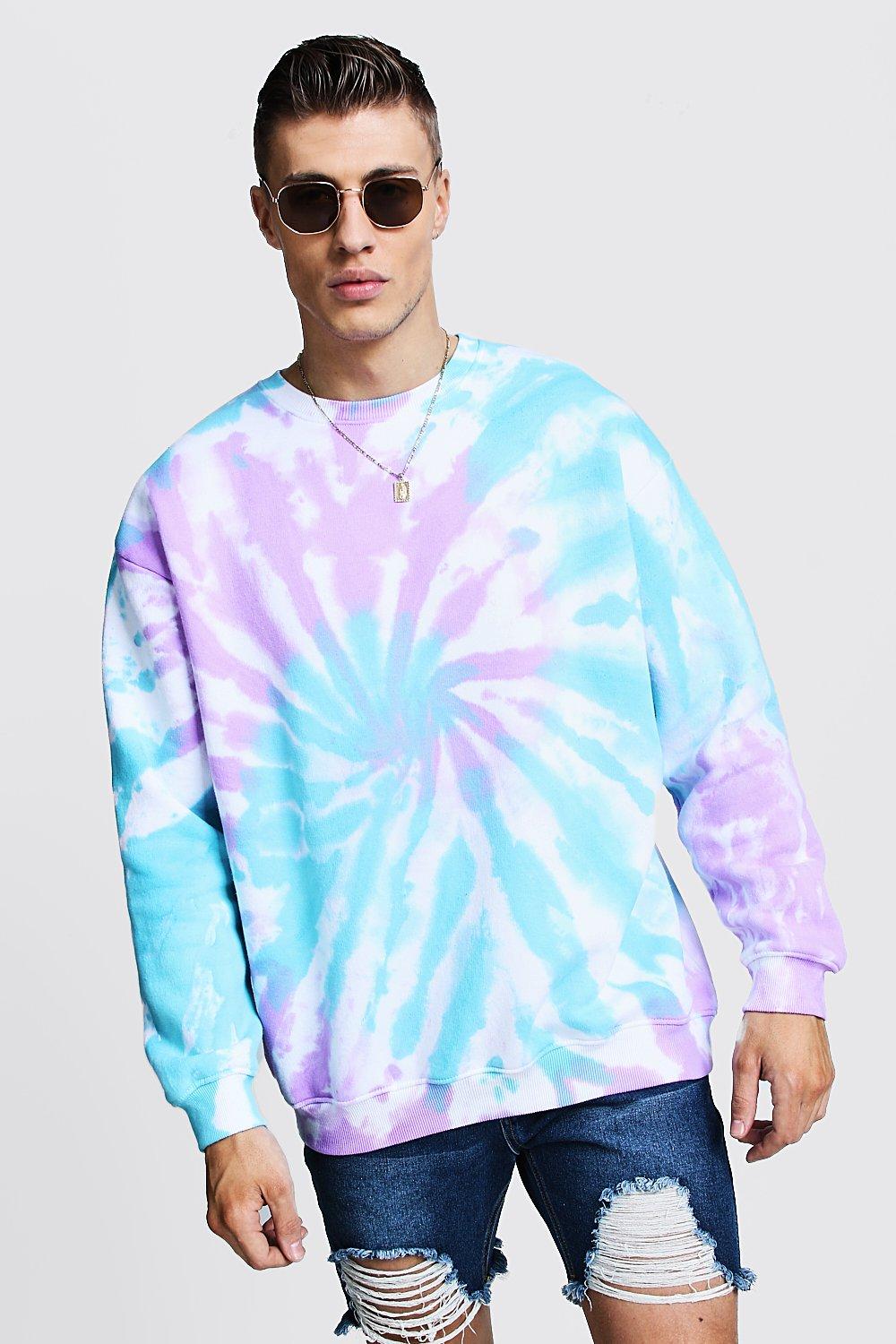 blue and pink tie dye hoodie