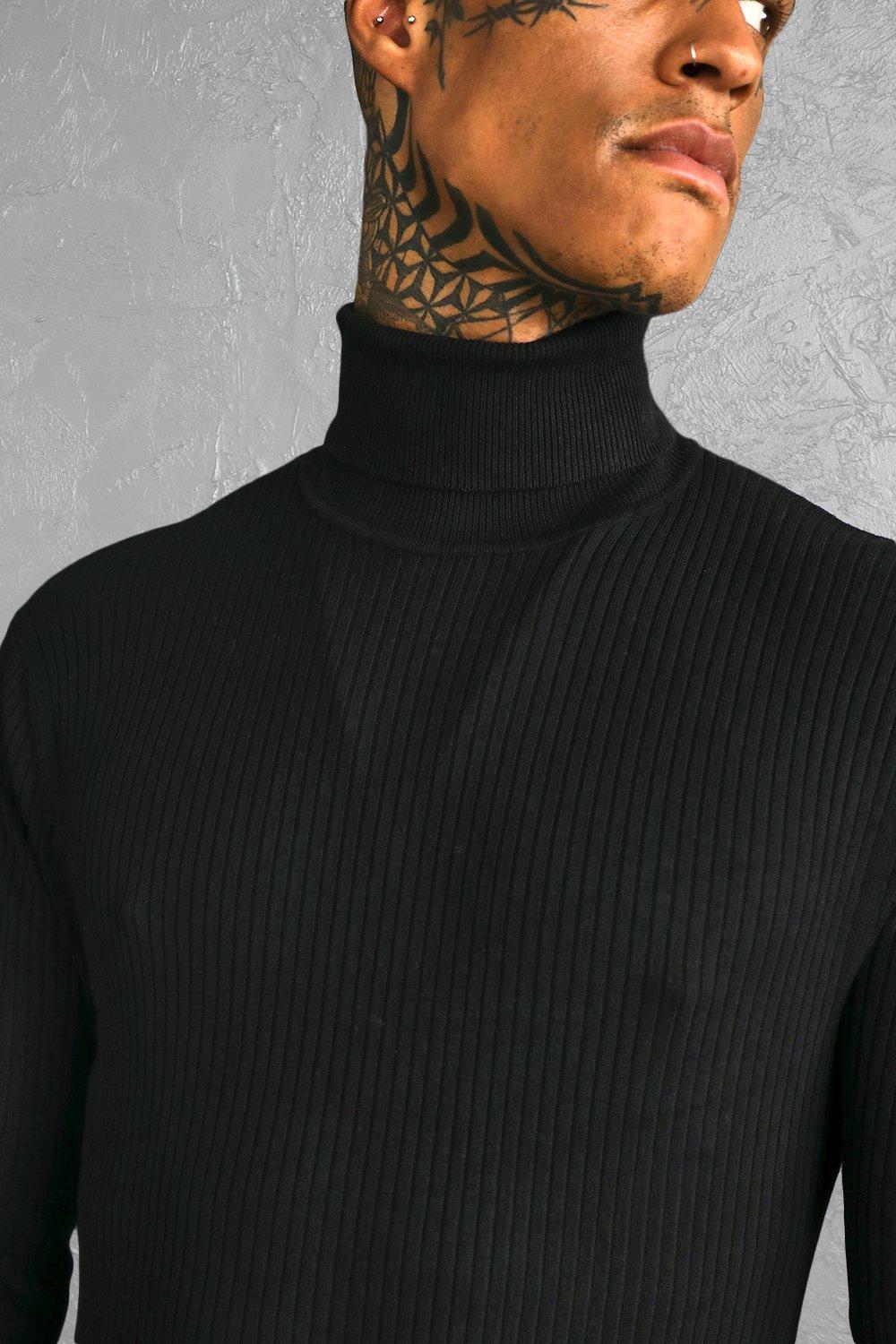 Mens ribbed polo neck jumpers sale