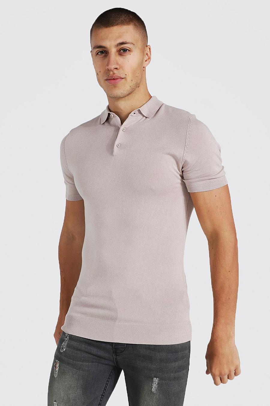 Taupe Muscle Short Sleeve Polo image number 1