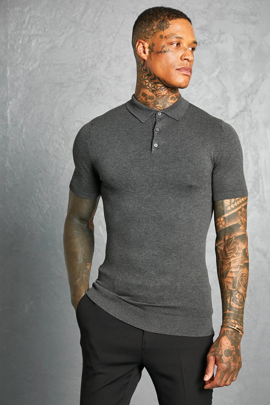 Charcoal Muscle Short Sleeve Polo image number 1