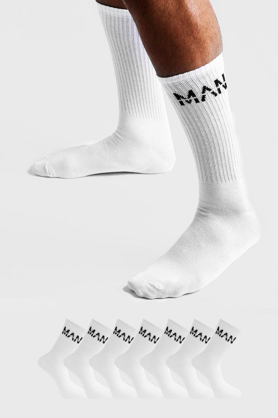 Confezione con 7 paia di calzini sportivi MAN Dash, Bianco blanco