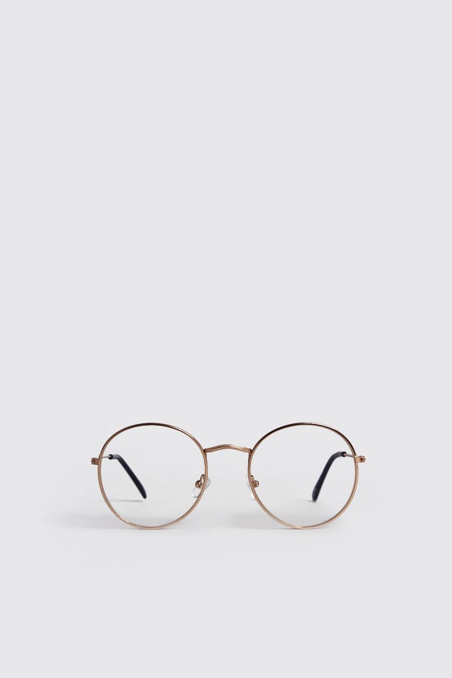 Clear Lens Round Fashion Glasses, Gold image number 1