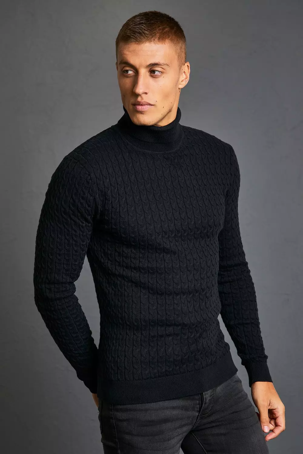 Mens cotton roll outlet neck jumpers