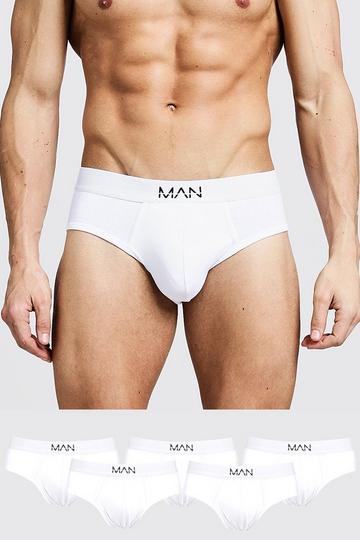 White 5 Pack MAN Dash Briefs