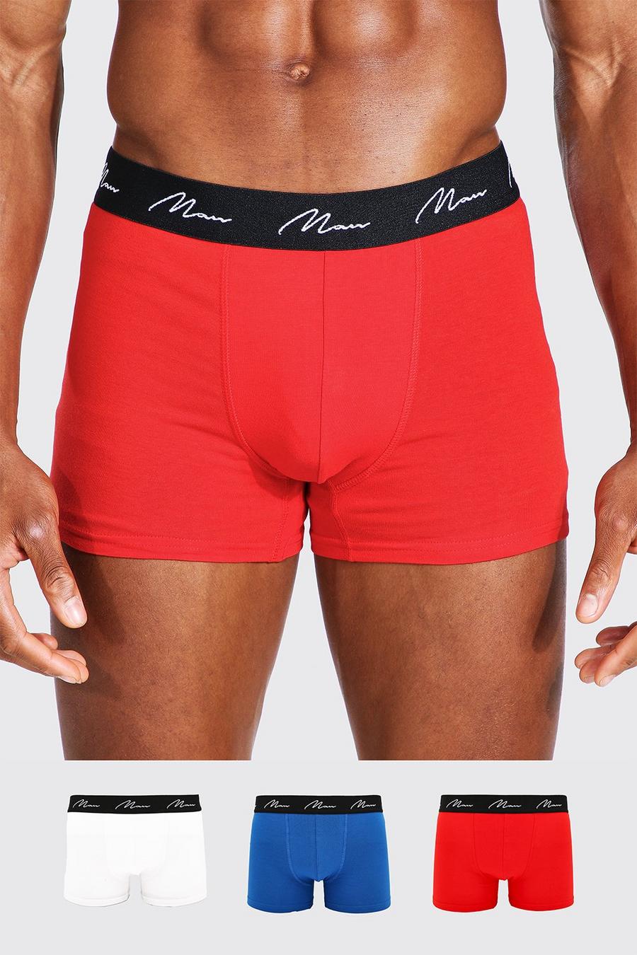 Multi 3 Pack Mixed Colour MAN Signature Trunks image number 1