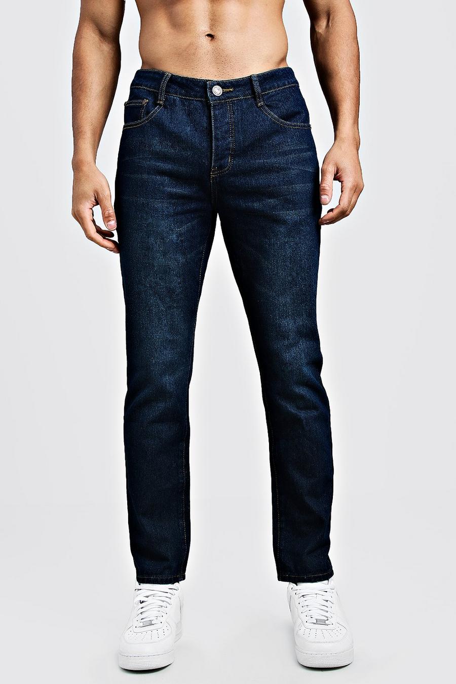 Steife Slim-Fit Jeans aus Denim, Marineblau image number 1