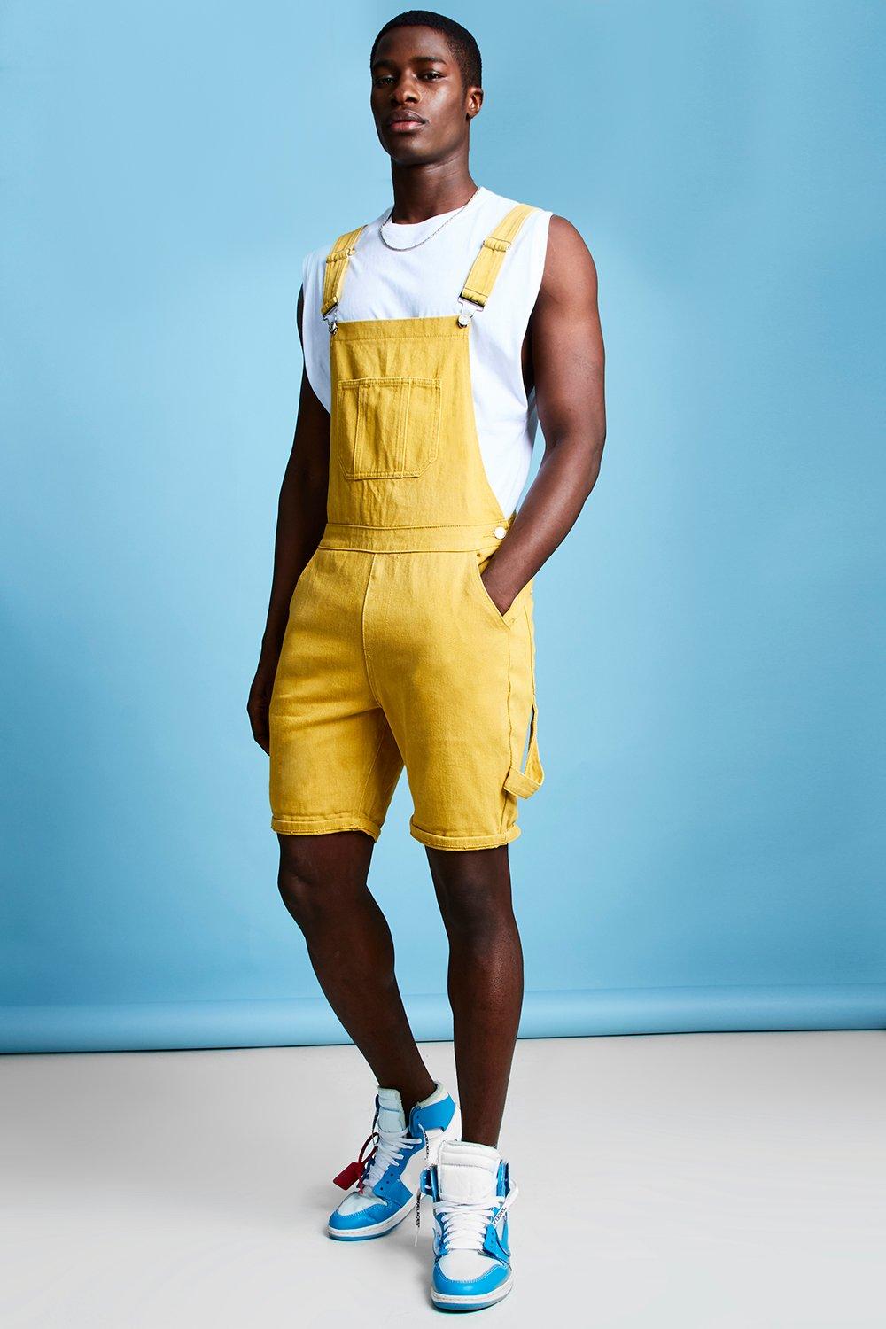 Yellow store overall shorts