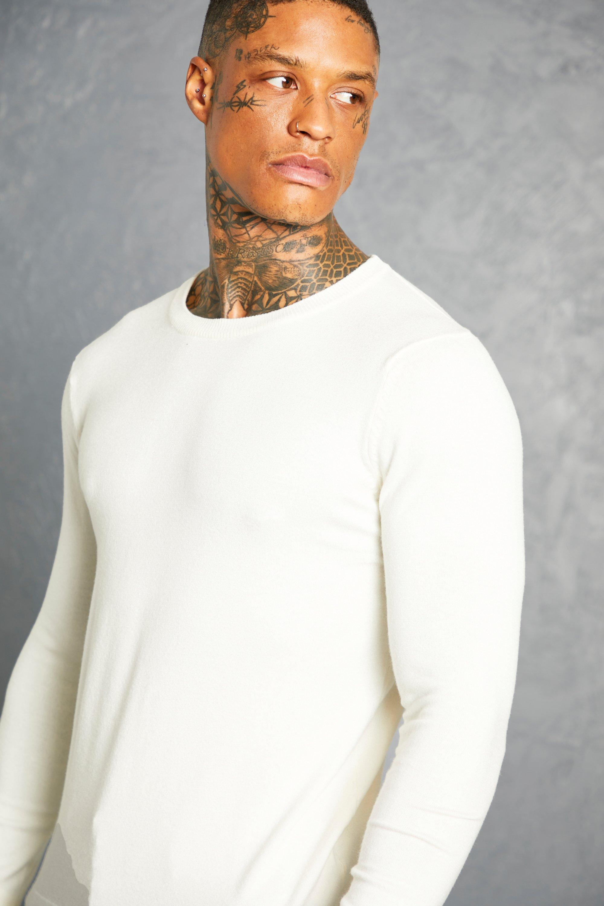 White crew neck sales jumper mens