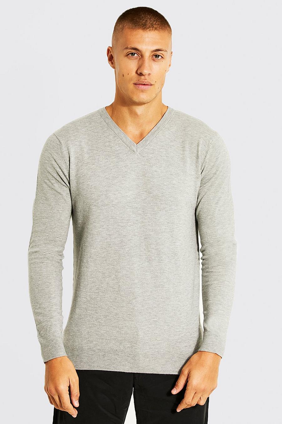 Pullover mit V-Ausschnitt, Grey marl image number 1