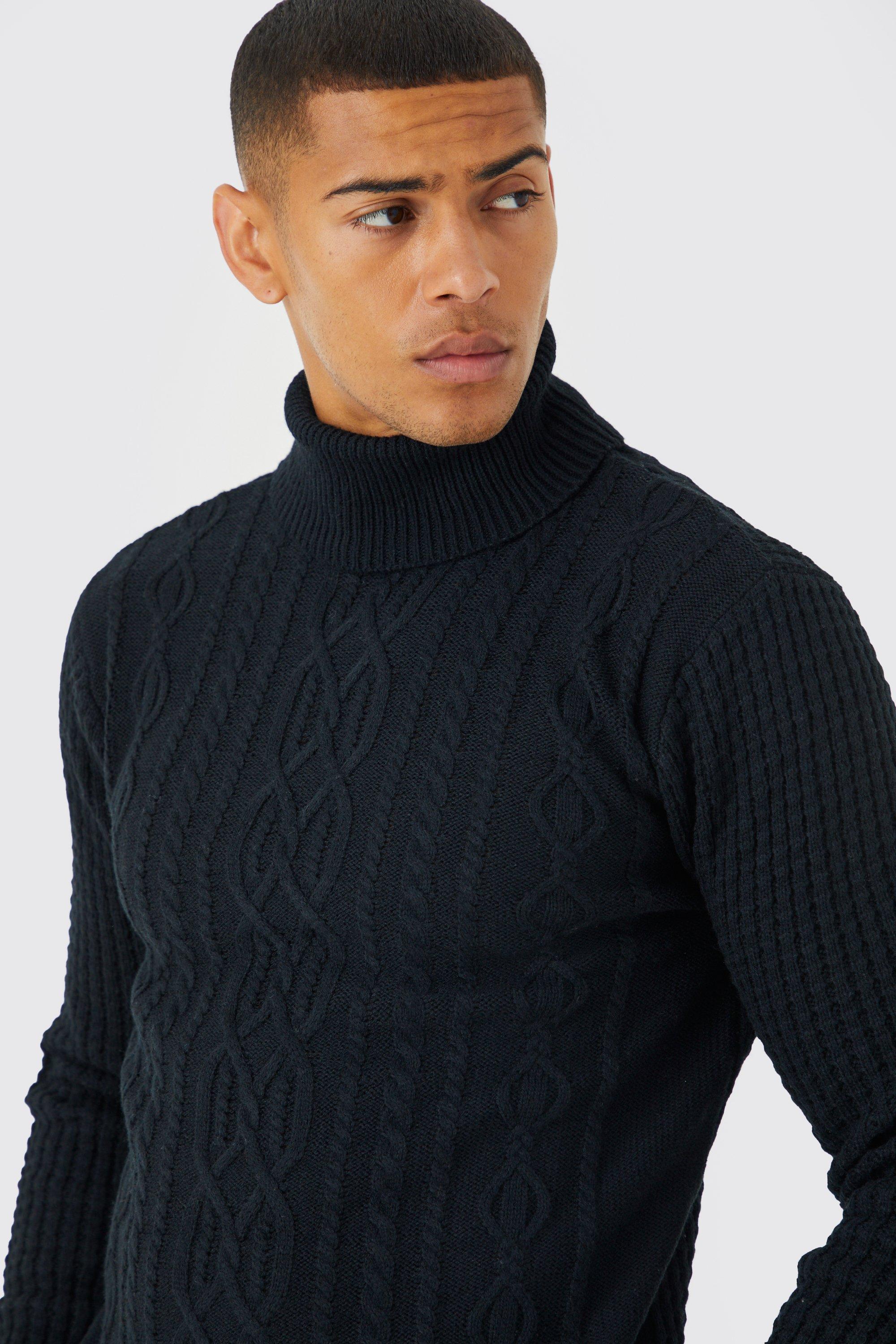 Mens thick cheap polo neck jumpers