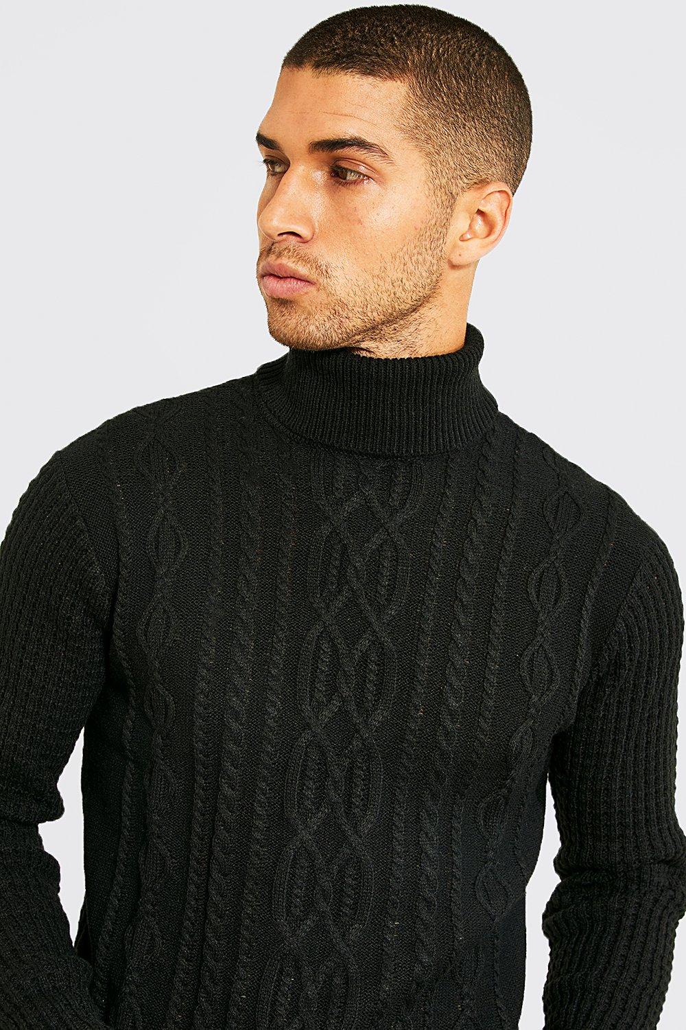 Black chunky roll neck hot sale jumper