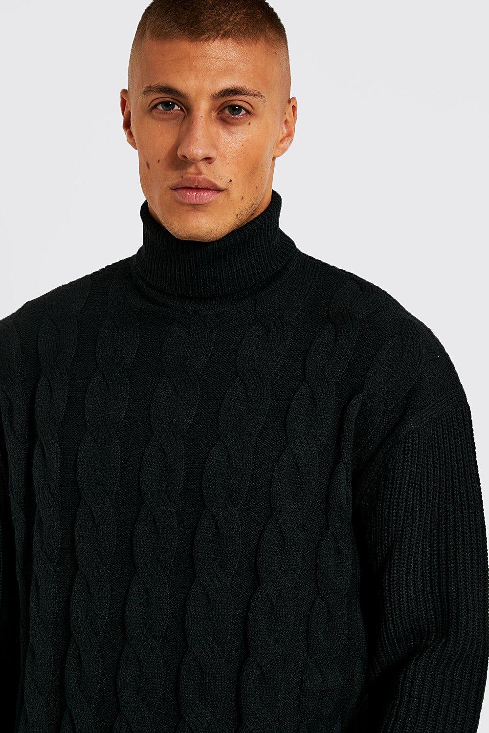 Black oversized shop roll neck jumper