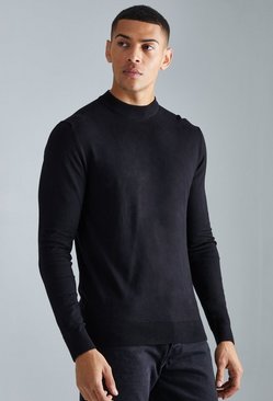 HTOOHTOOH Mens Solid Color Round Neck Long Sleeve Loose Fit Pullover Sweater 