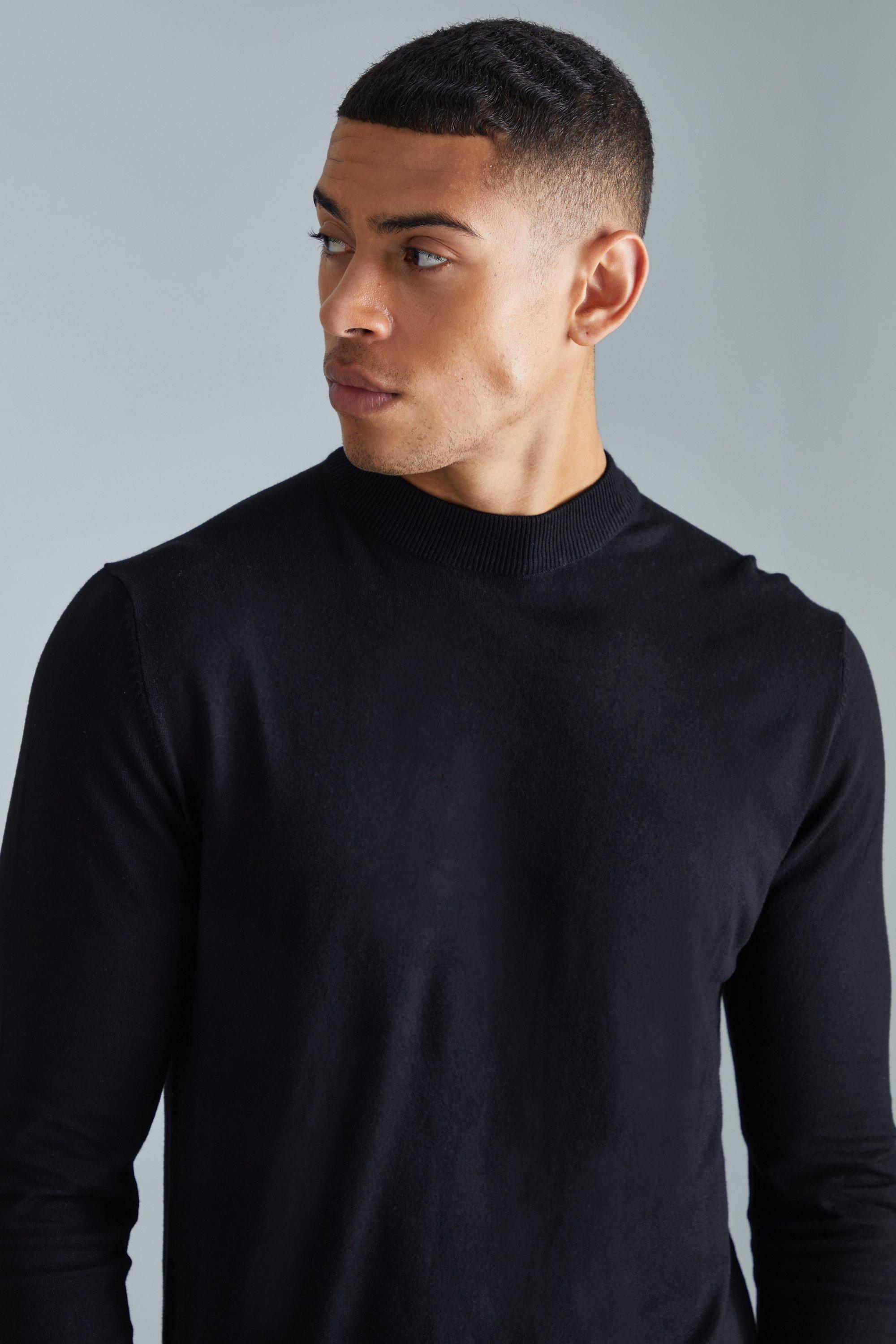 Mens black shop roll neck jumpers