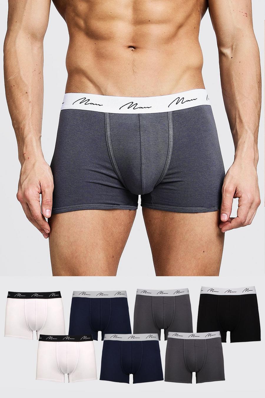 Multi 7 Pack MAN Signature Mixed Colour Trunks image number 1